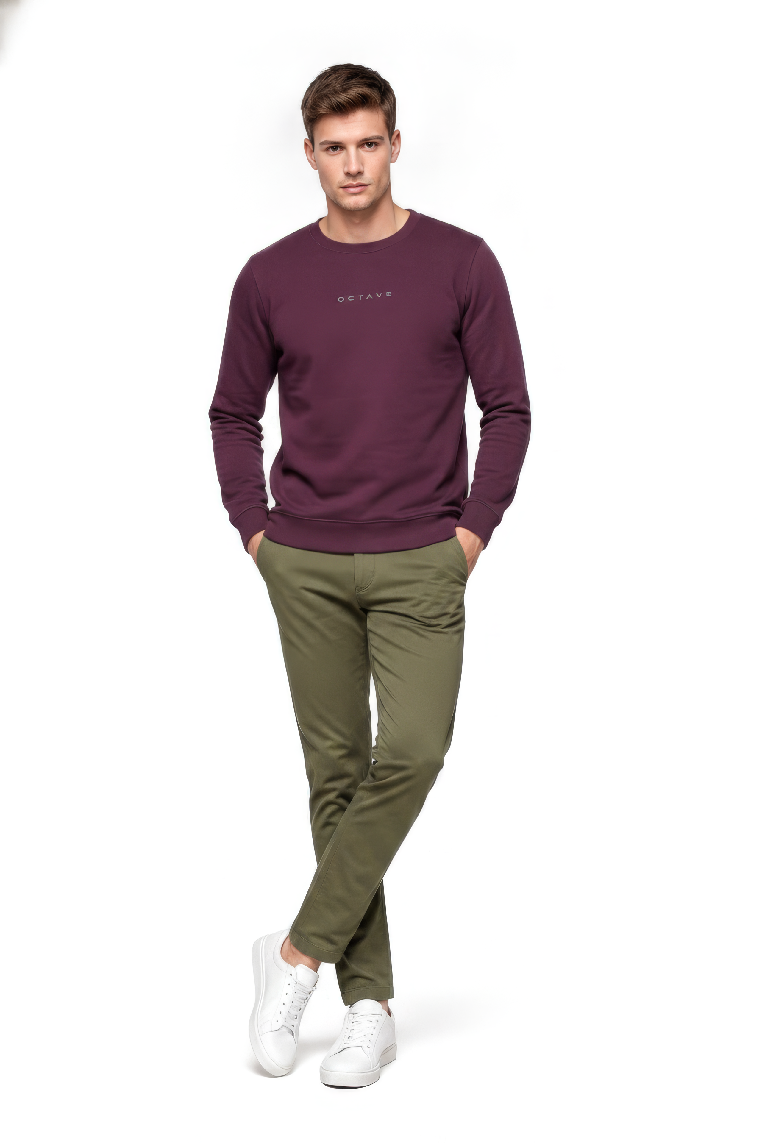Men’s Premium Raisin Crew Neck Cotton Fleece Sweatshirt