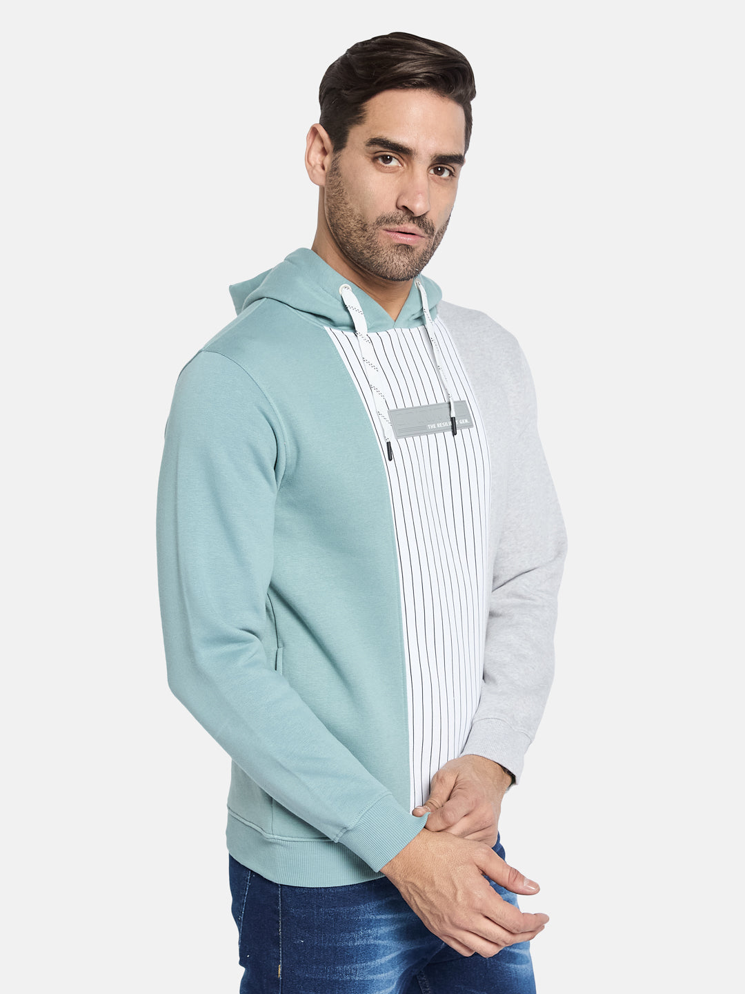 Octave Men Colourblocked Hooded Sweatshirt