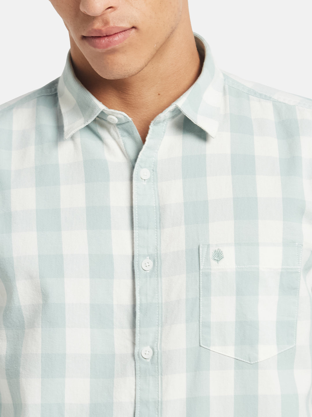 METTLE SS25 Checked Spread Collar Cotton Casual Shirt