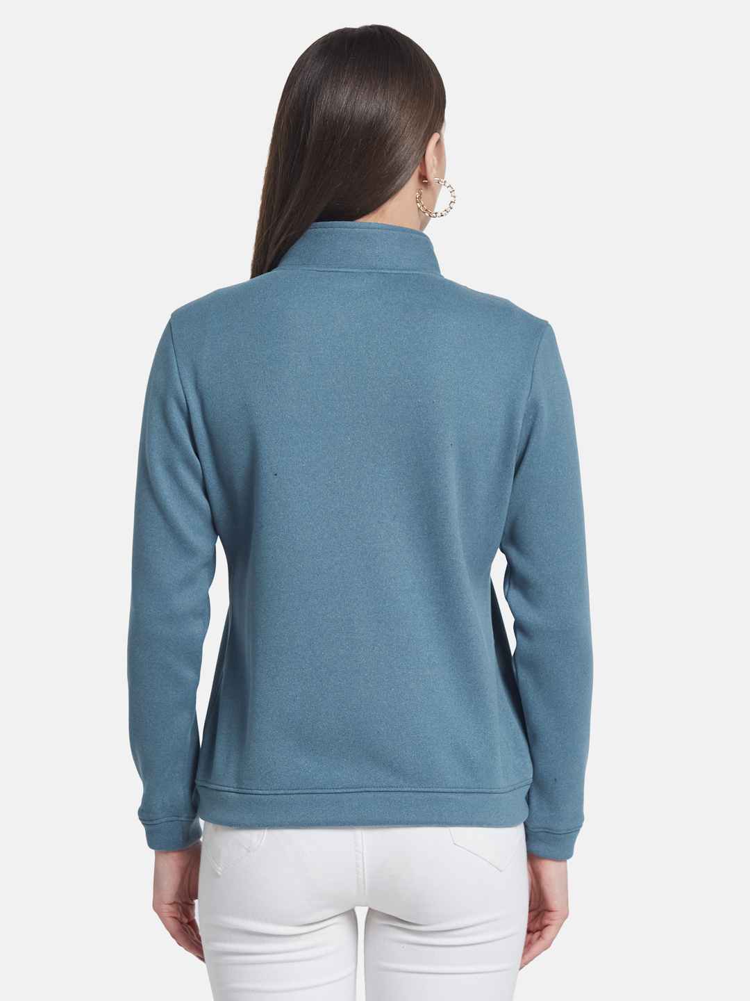 METTLE Women Mandarin Collar Long Sleeves Sweatshirt