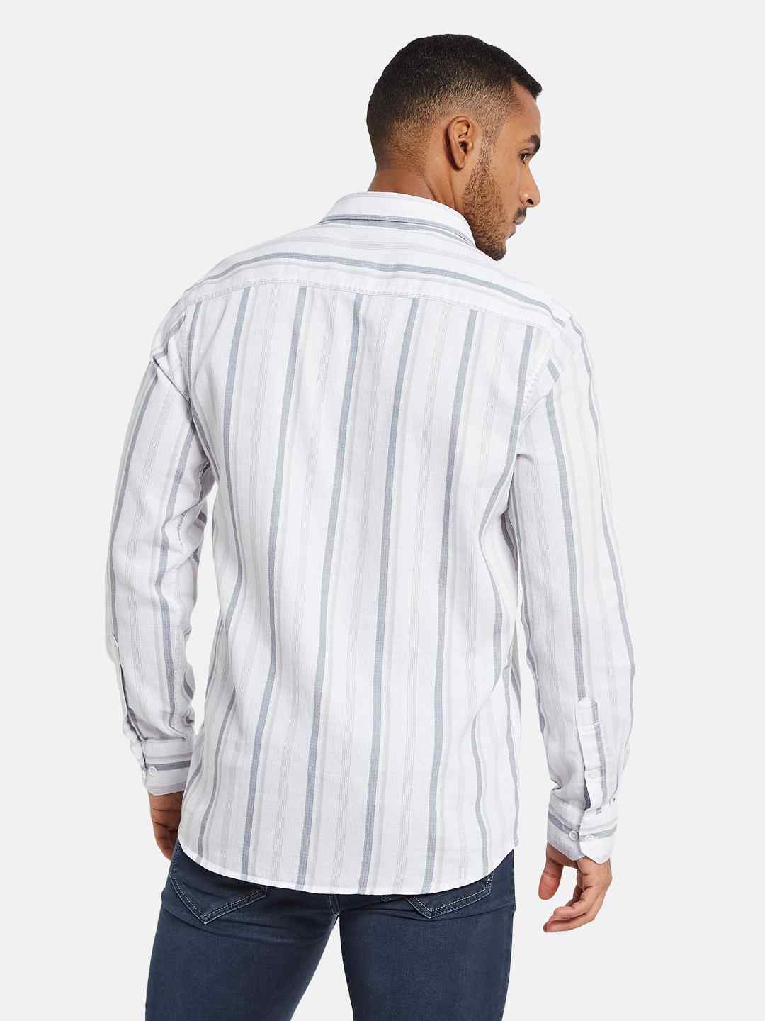 METTLE Men Multi Stripes Opaque Striped Casual Shirt