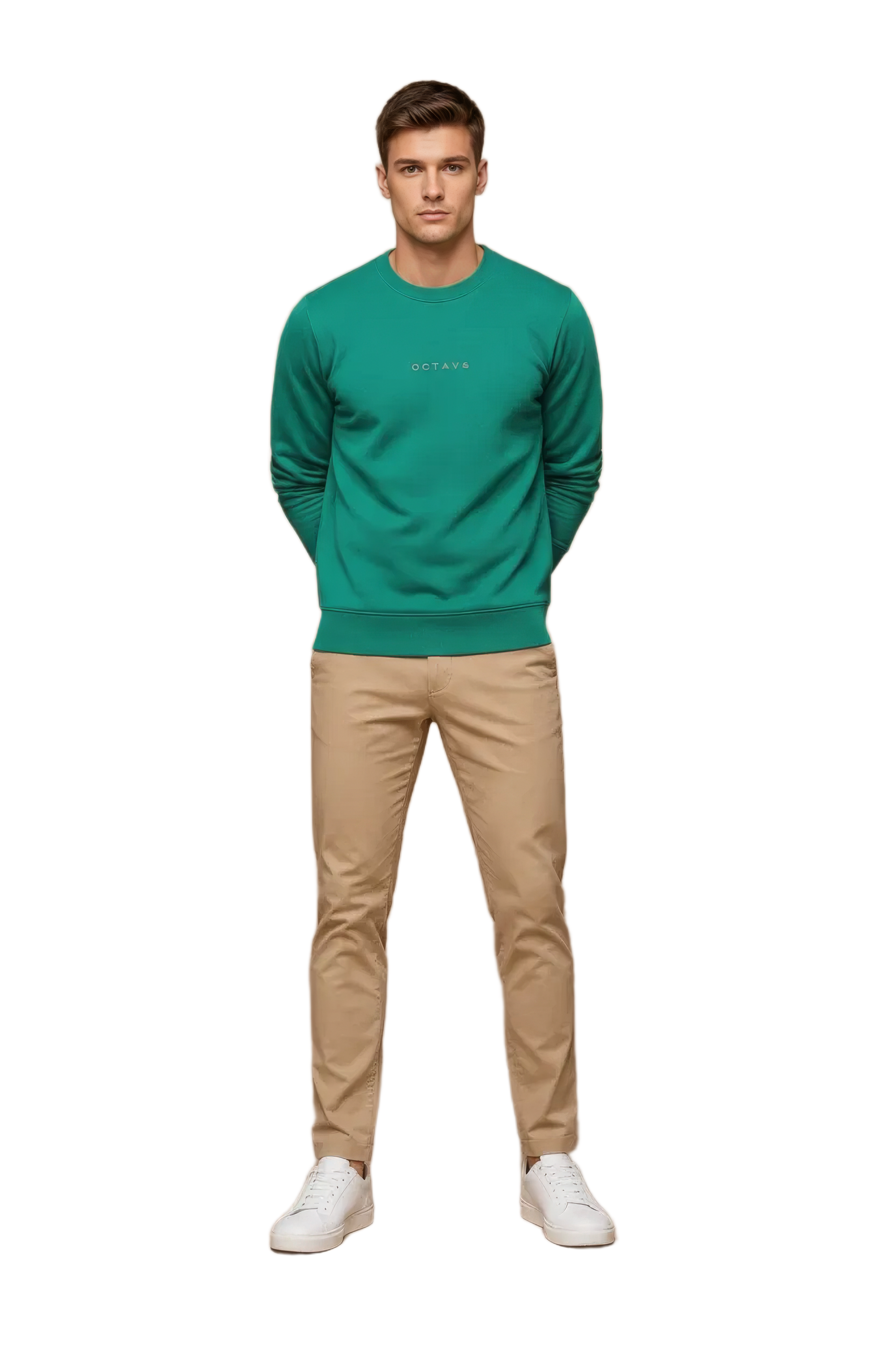 Men’s Premium Green Crew Neck Cotton Fleece Sweatshirt