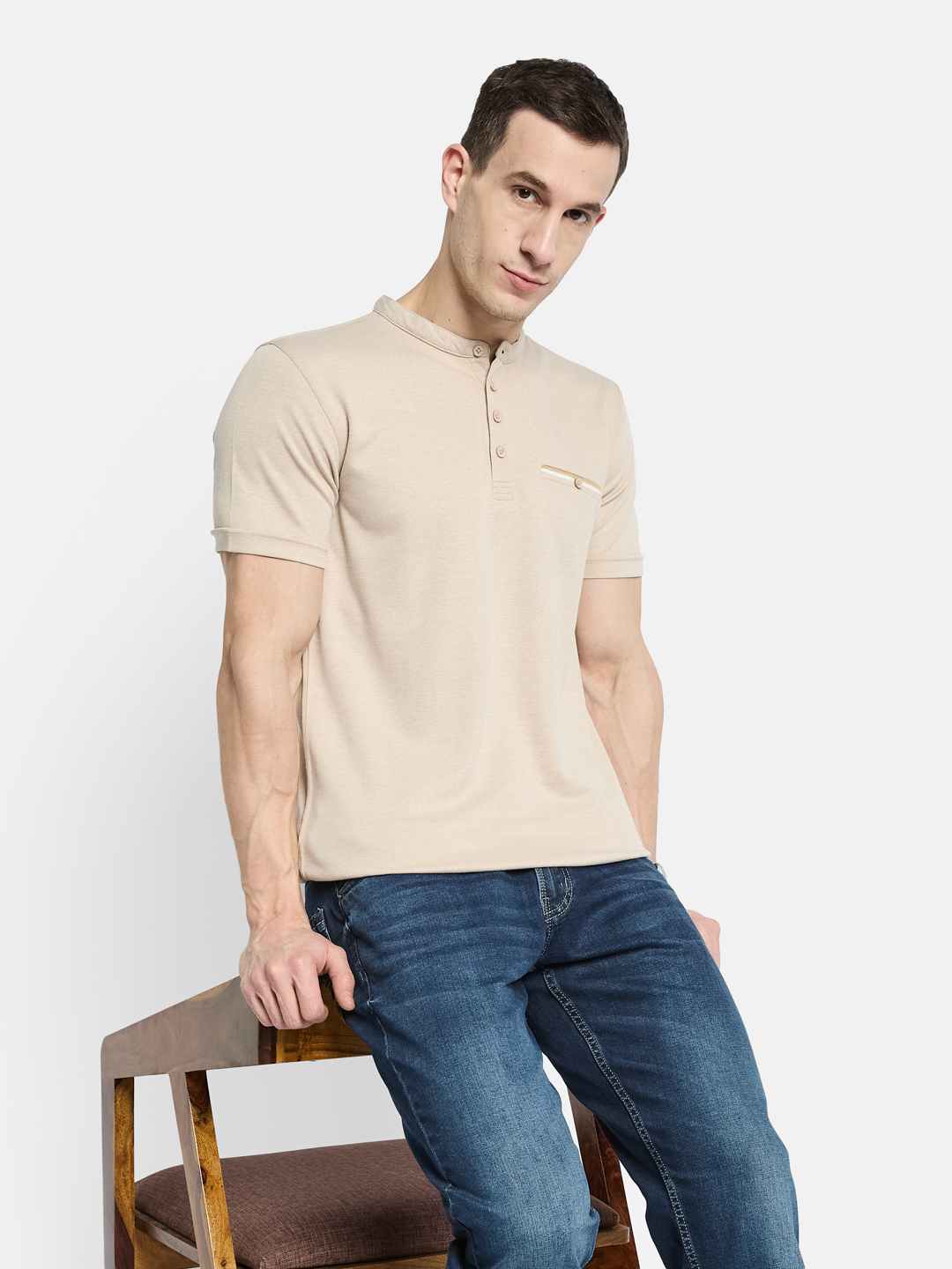 Octave Men Mandarin Collar T-shirt