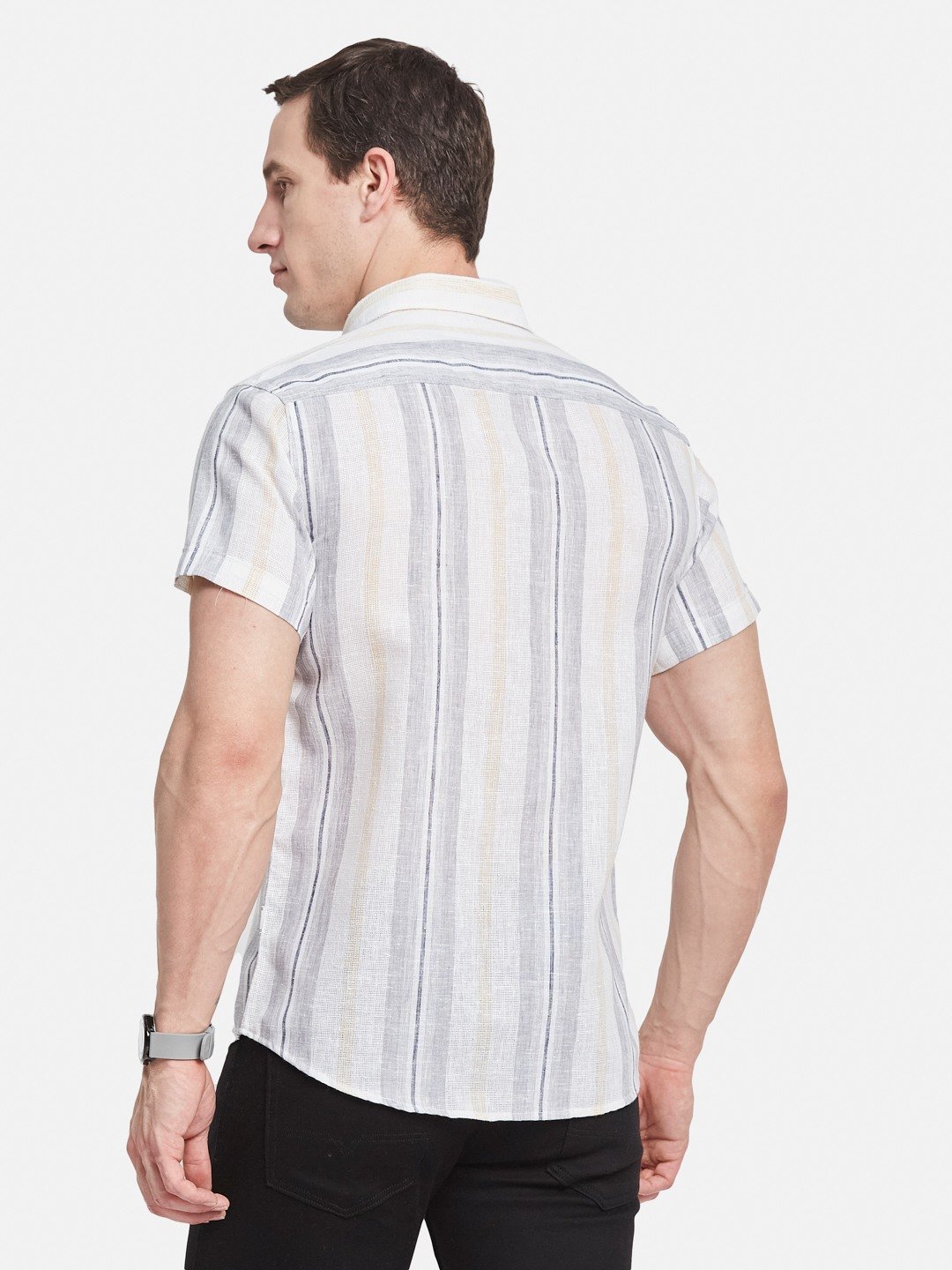 METTLE Men Multi Stripes Opaque Striped Casual Shirt