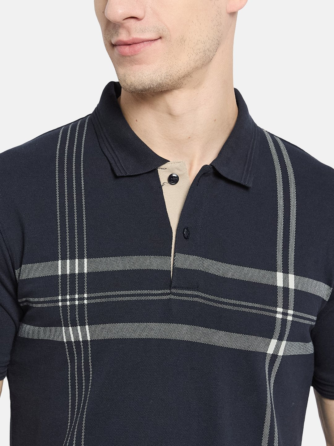 Octave Men Striped Polo Collar T-shirt