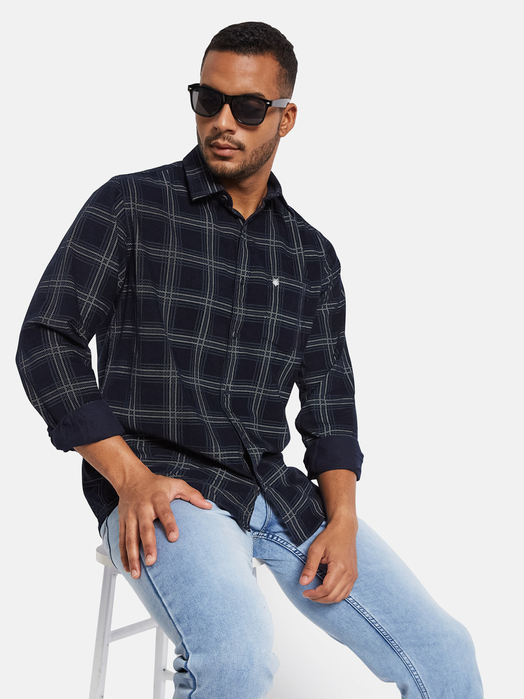 METTLE Men Opaque Checked Casual Shirt