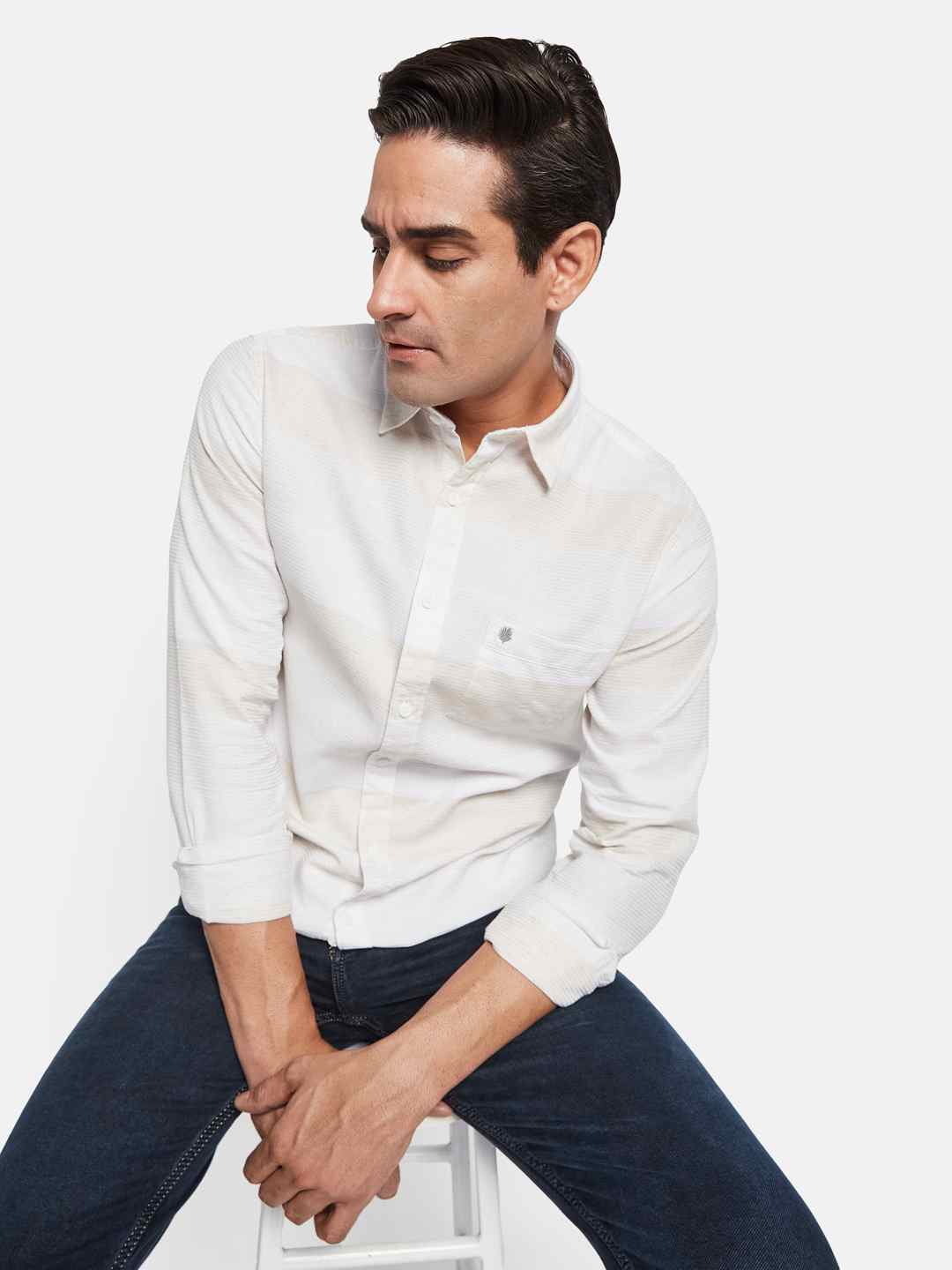 METTLE Men Multi Stripes Opaque Striped Casual Shirt