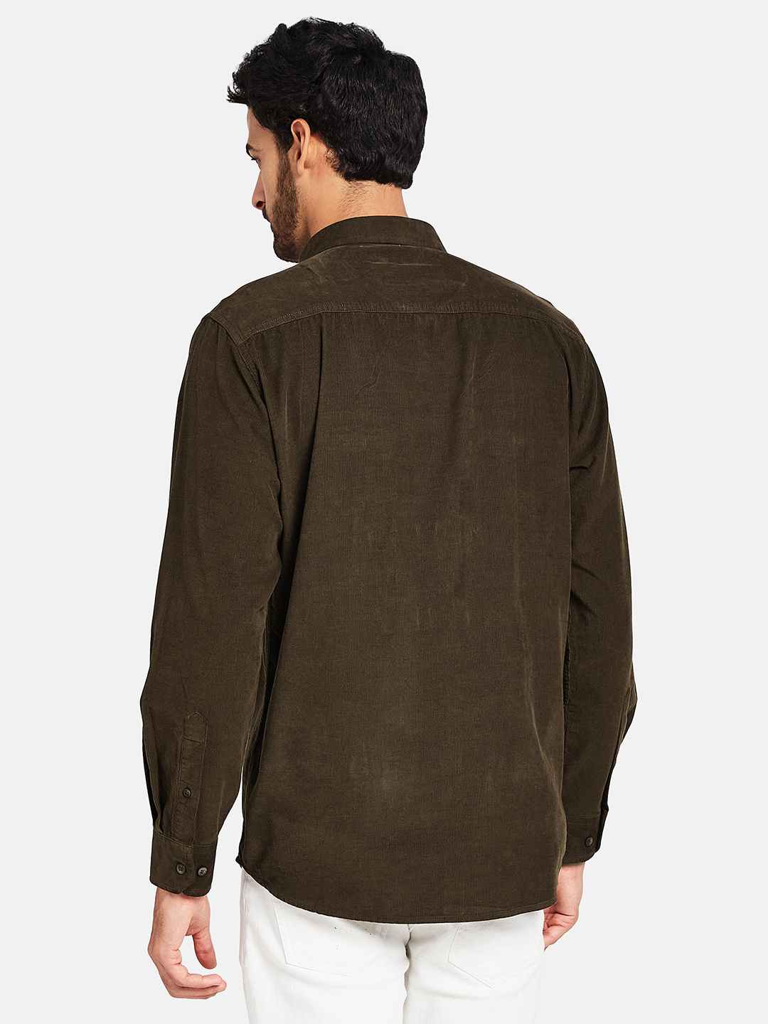 Mettle Spread Collar Long Sleeves Casual Cotton Shirt