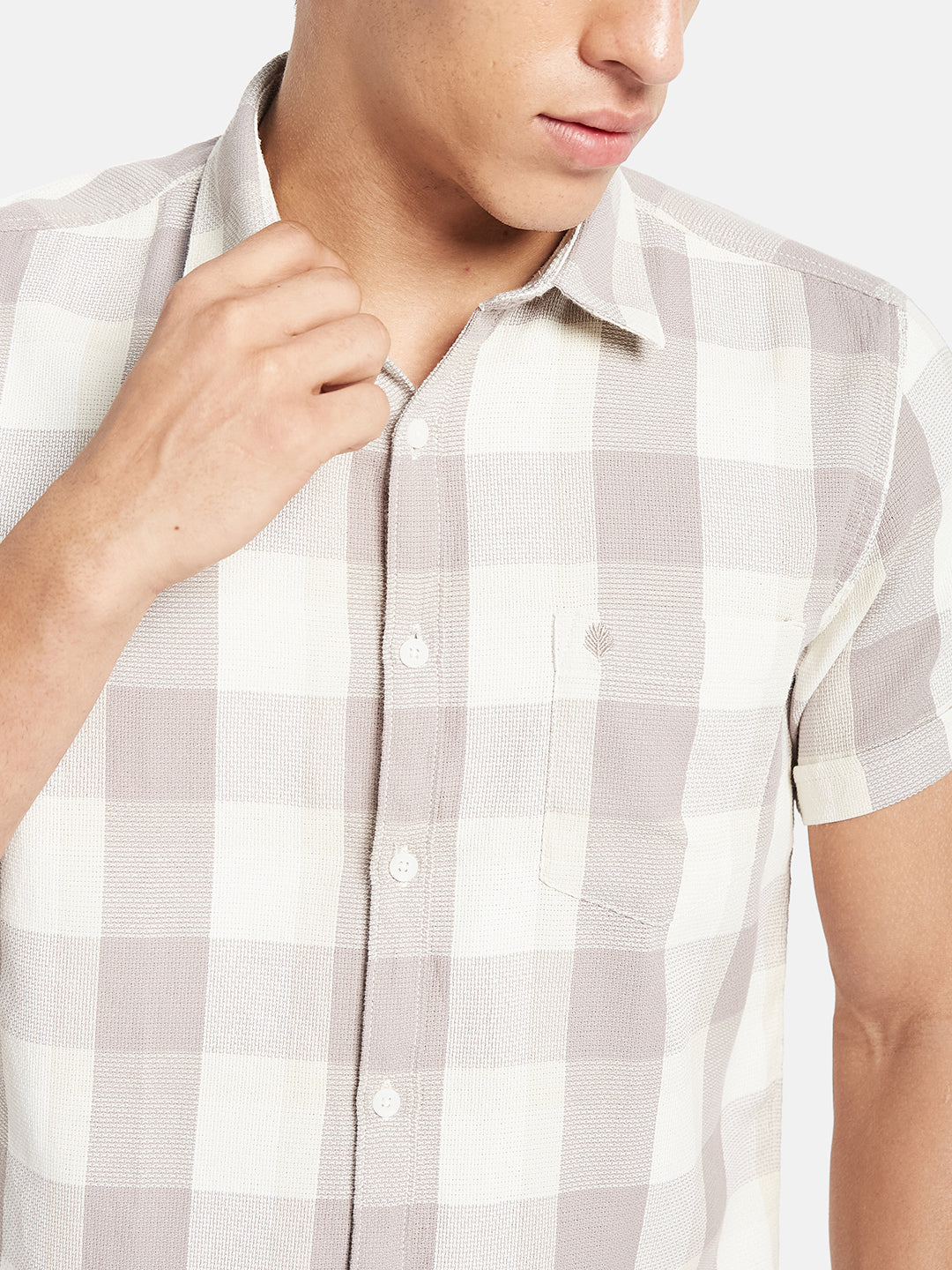 METTLE Men Checked Spread Collar Cotton Casual Shirt