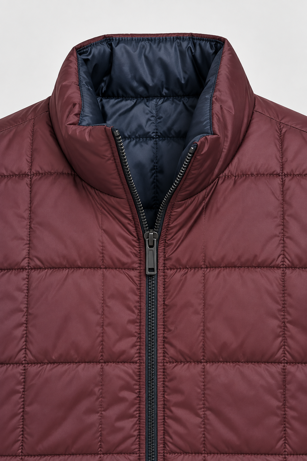 Men’s Wine Lightweight Reversible Woven Puffer Gilet – Regular Fit Sleeveless Jacket