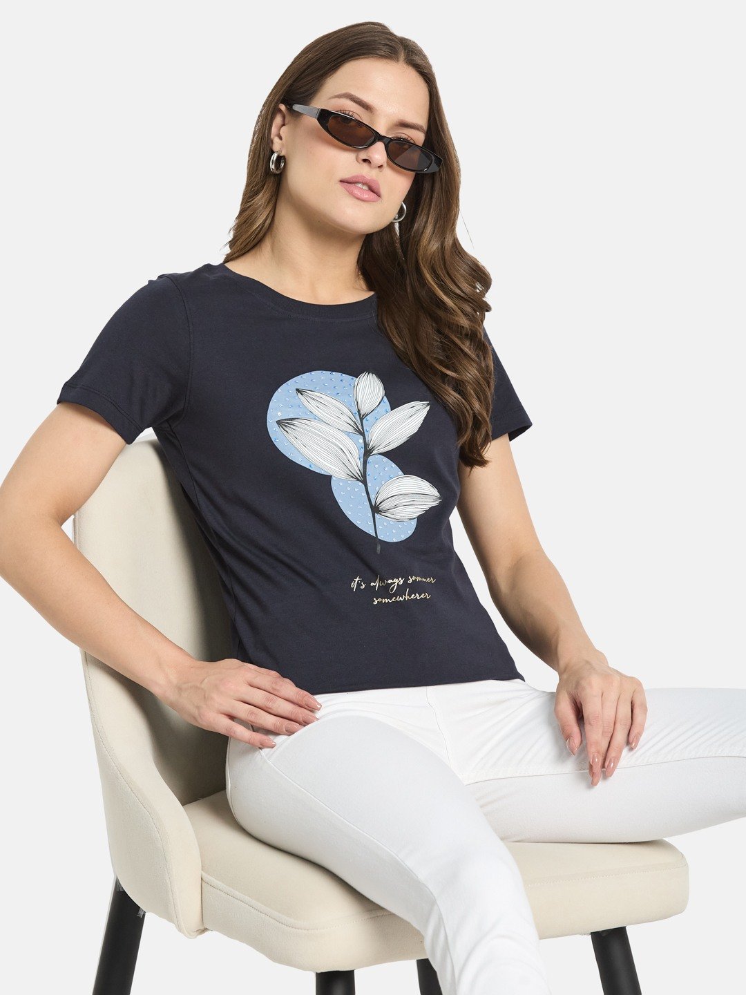 METTLE Women Floral Printed T-shirt