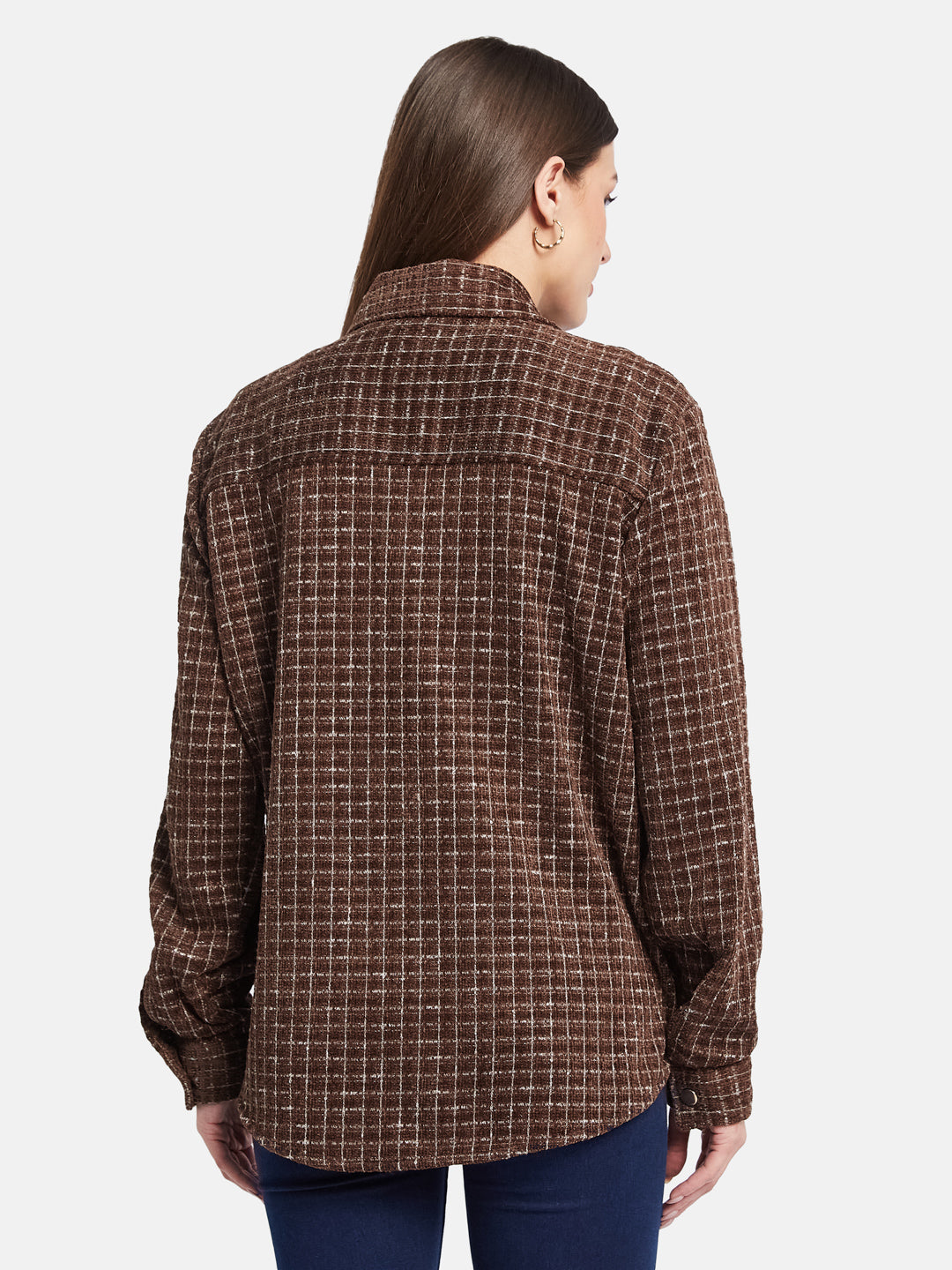 METTLE Women Spread Collar Checked Casual Shirt