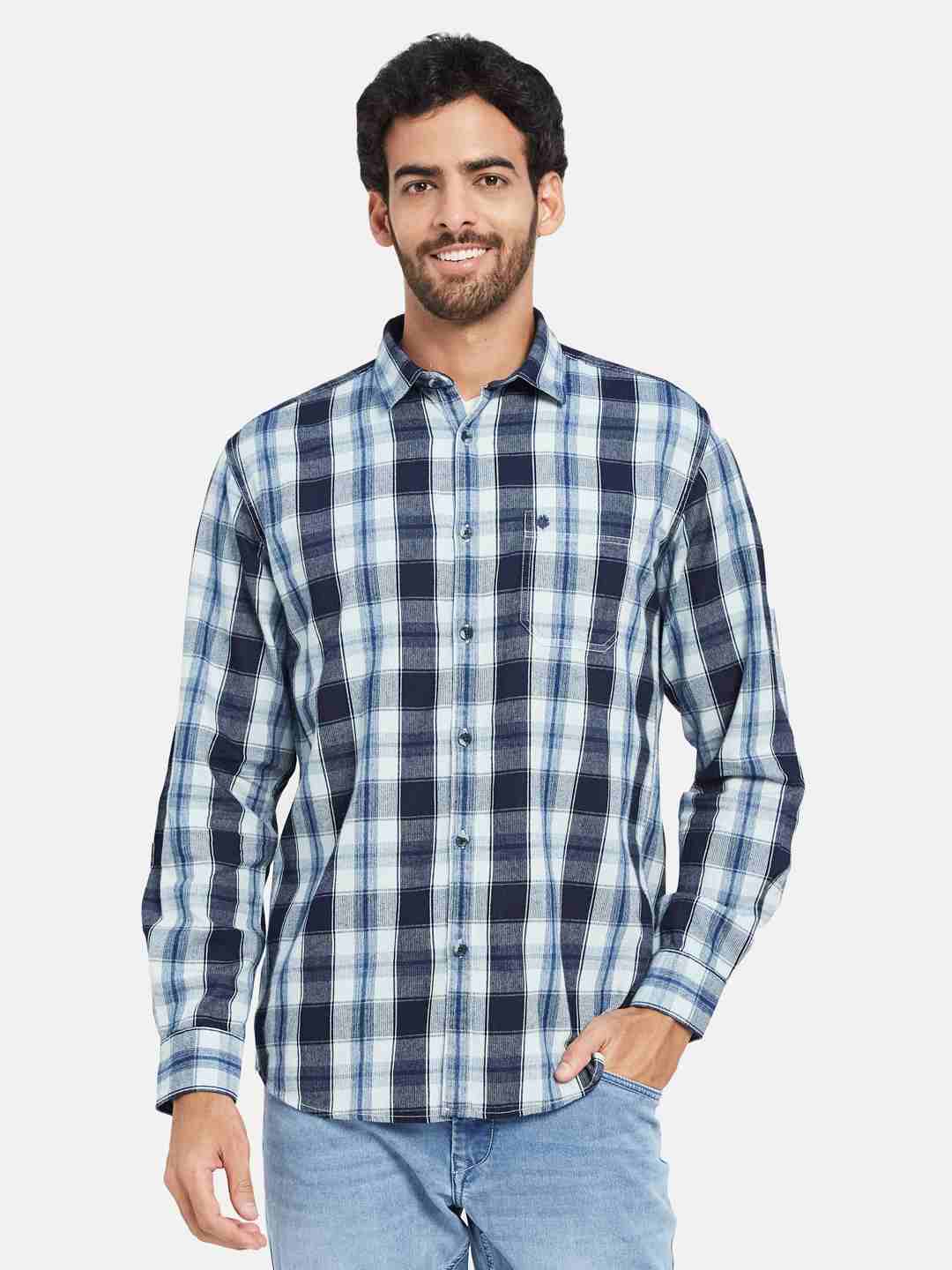 Mettle Tartan Checked Cotton Casual Shirt