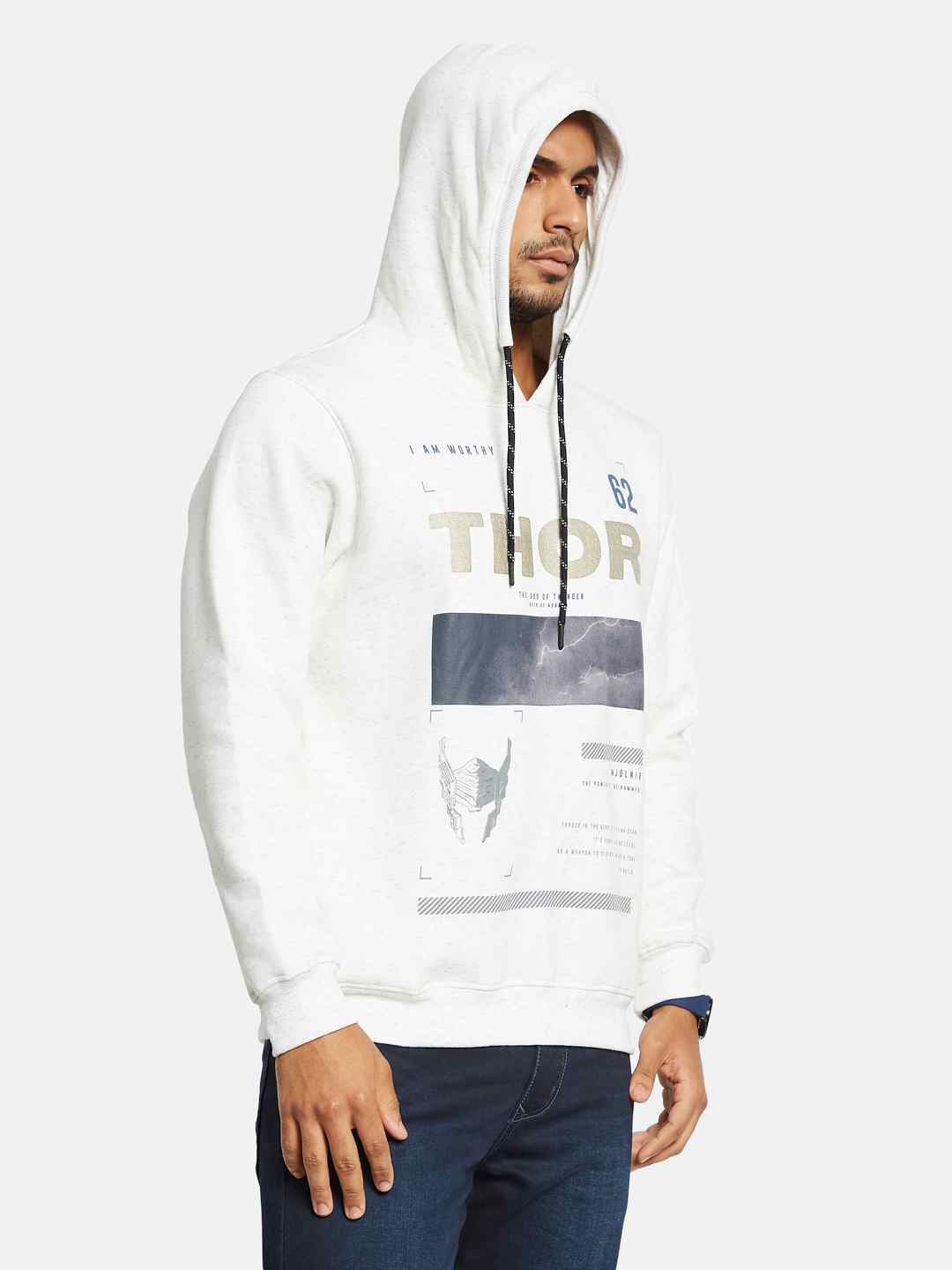 Octave Men Printed Hooded Sweatshirt