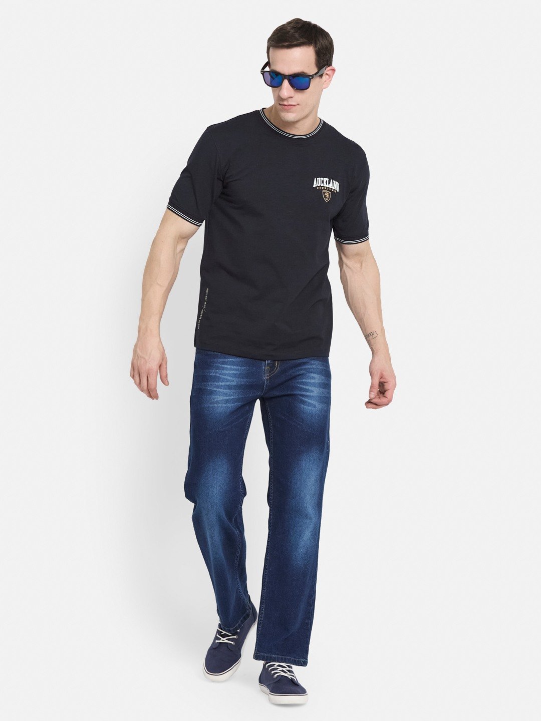 BACK PRINT ROUND NECK SINGLE JERSEY KNIT LYCRA T-SHIRT