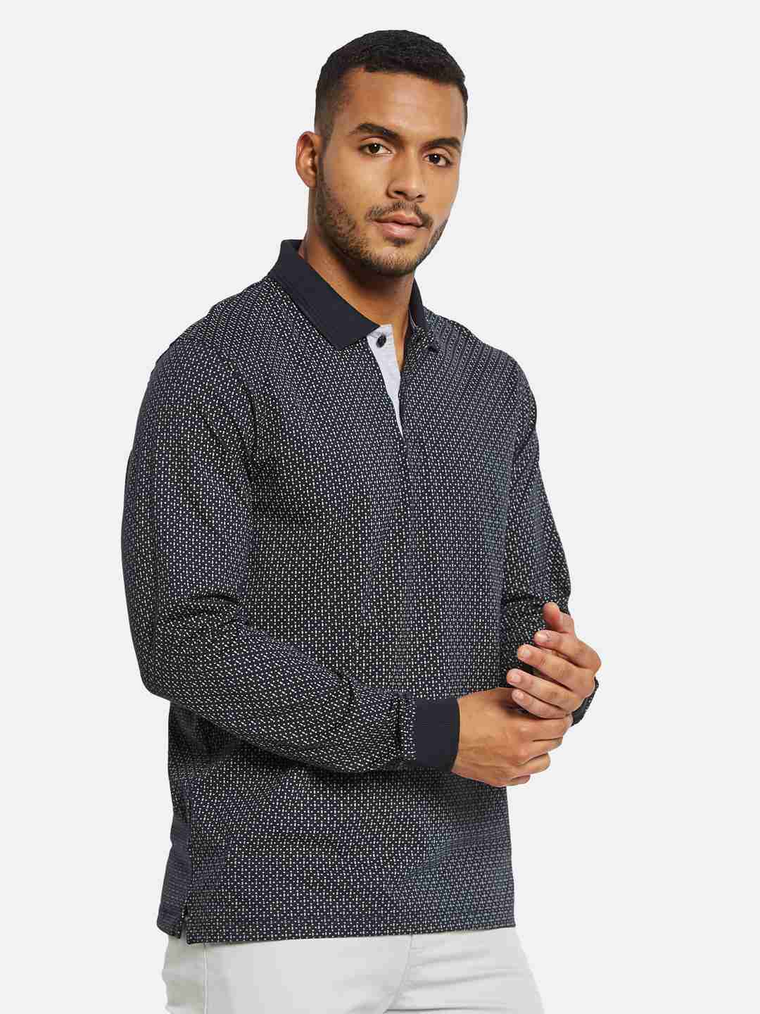 METTLE Men Printed Polo Collar Pockets T-shirt