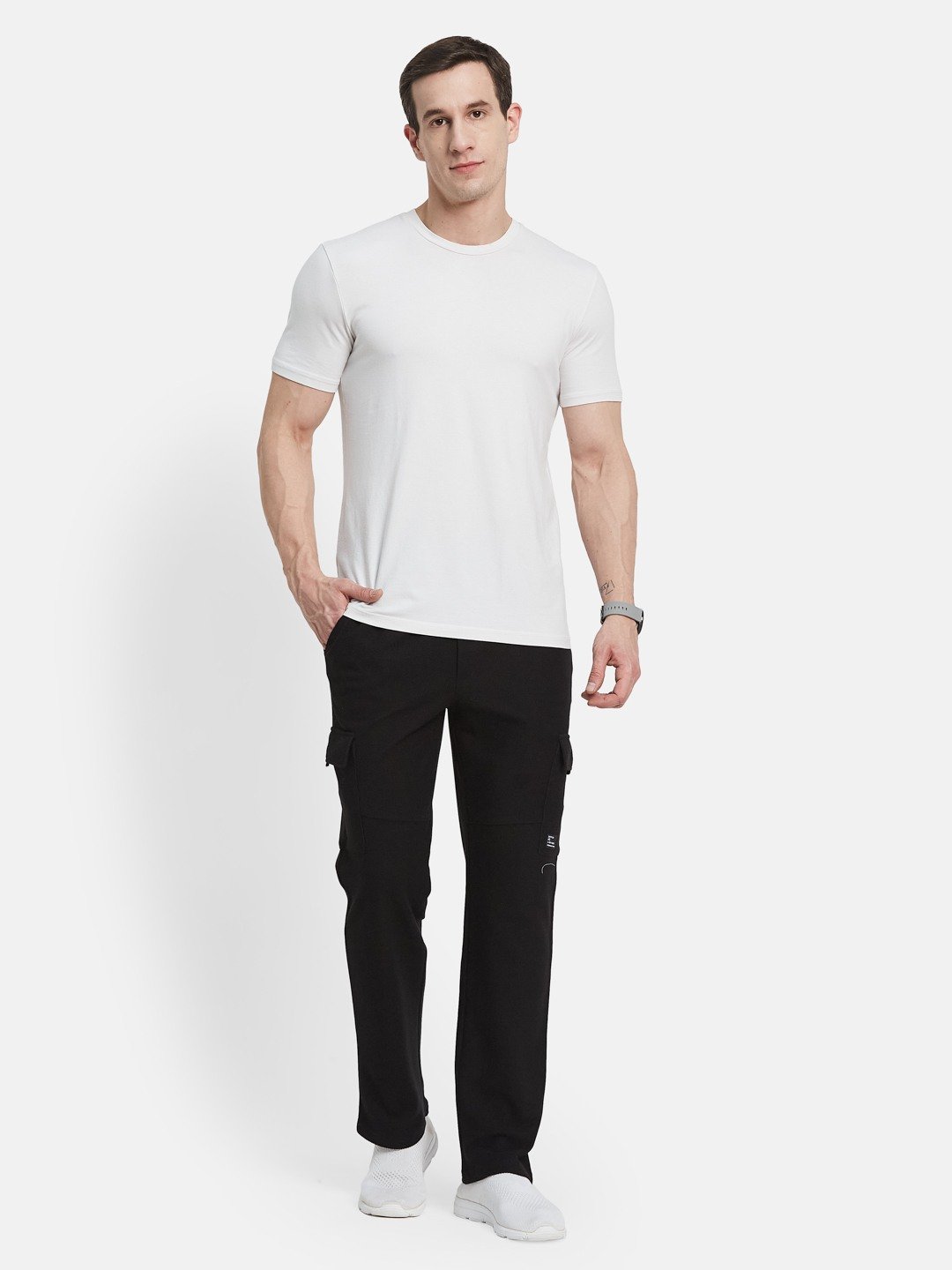 Octave Men Cotton Mid-Rise Slim Fit Cargo Track Pant