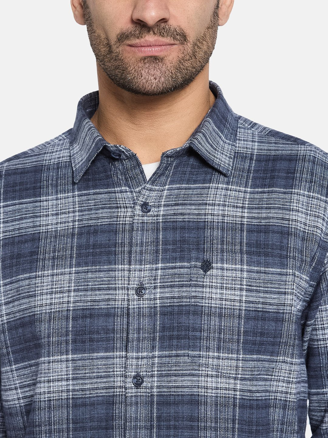 METTLE Men Spread Collar Checked Cotton Casual Shirt