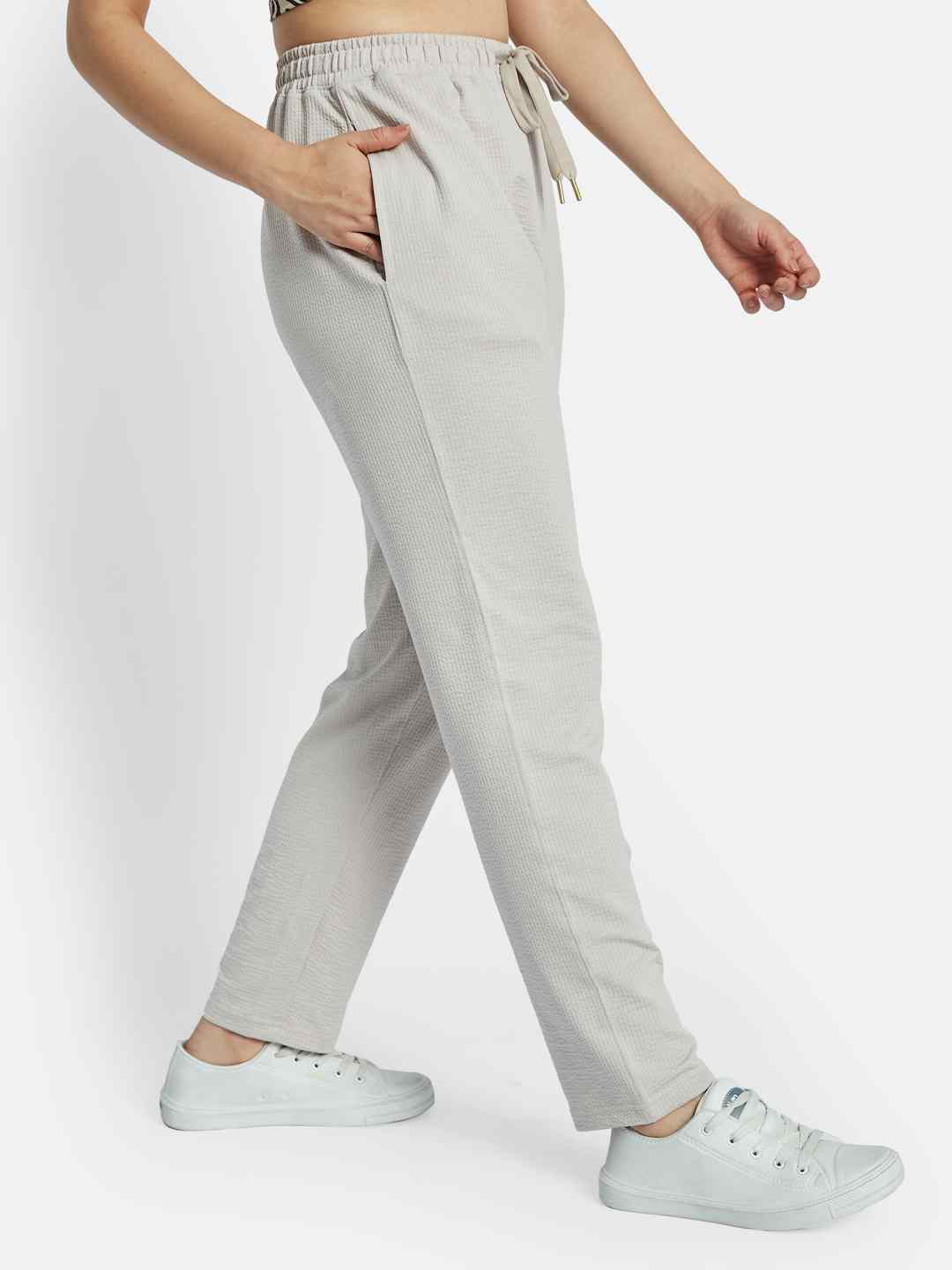 METTLE Women Textured Cotton Track Pants