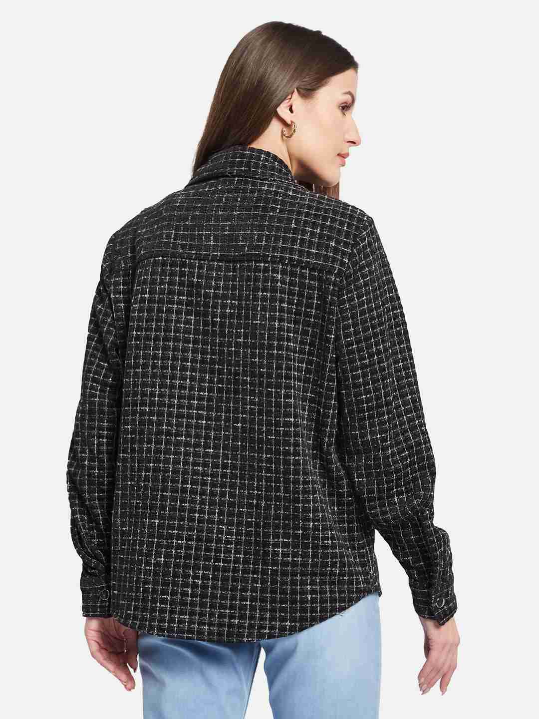 METTLE Women Spread Collar Checked Casual Shirt