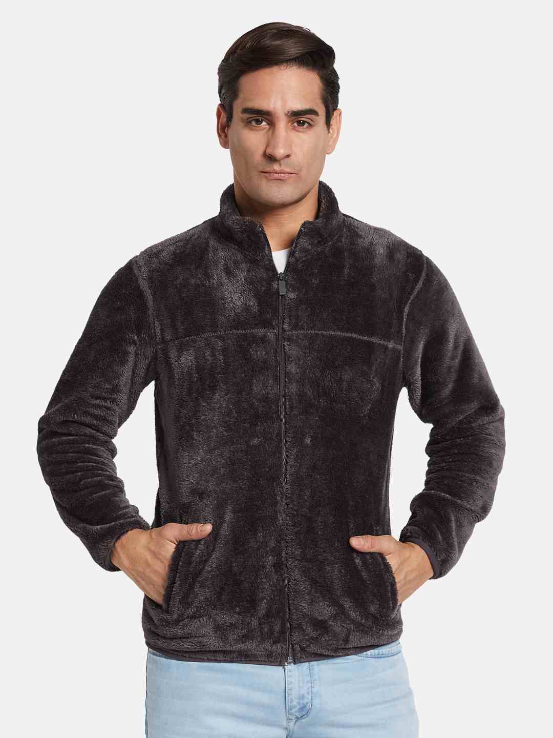 Octave Men Solid Mandarin Collar Sweatshirt