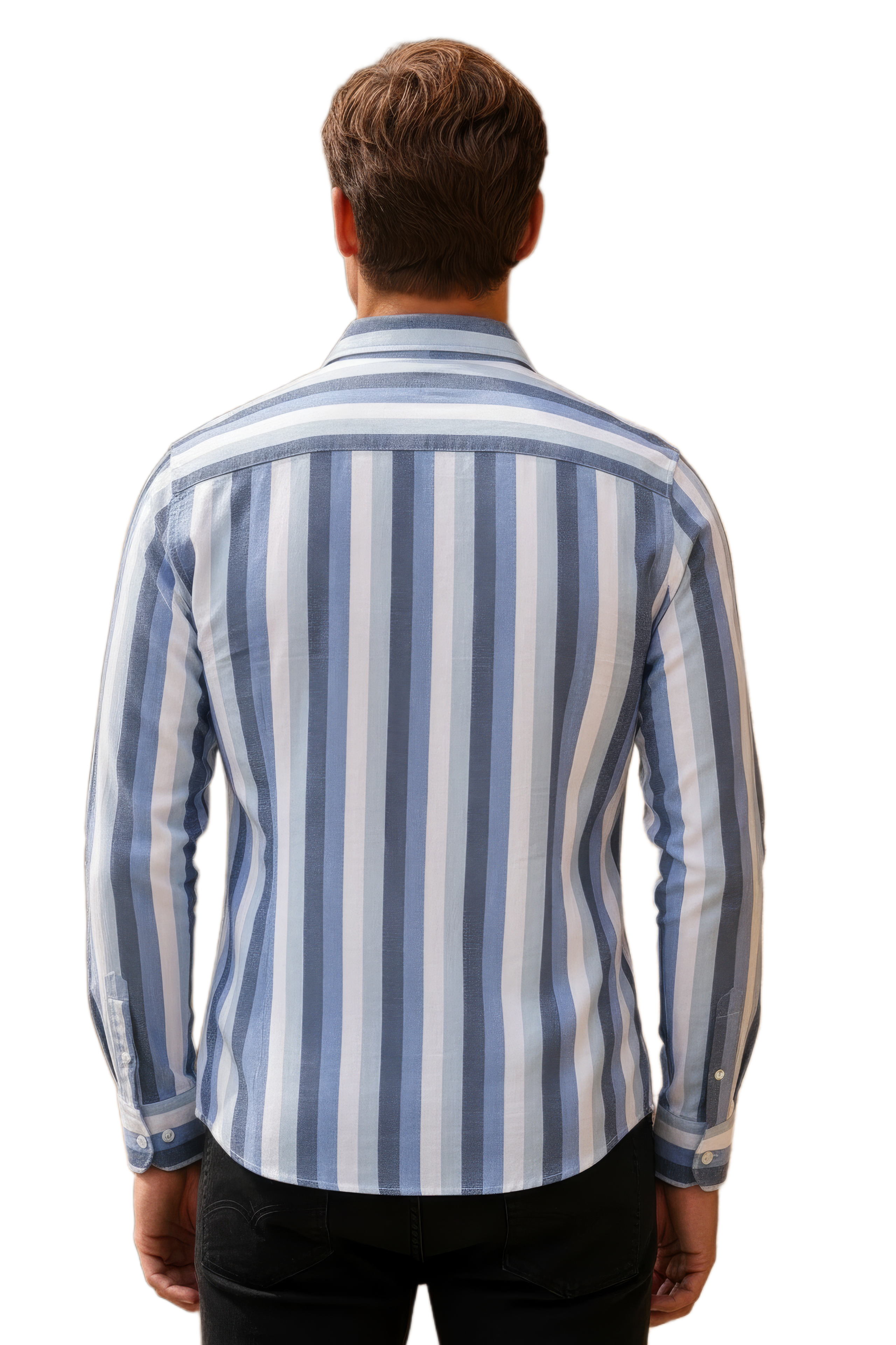 Men’s Sky Blue Striped Twill Cotton Shirt