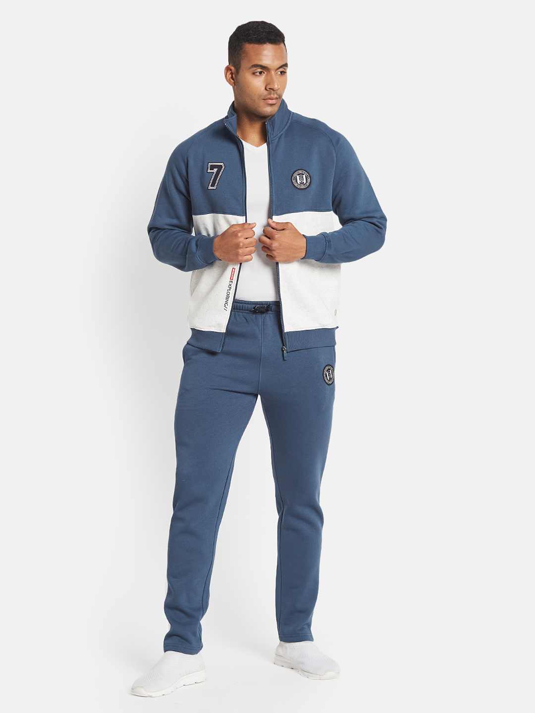 Octave Men Colourblocked Mock Collar Long Sleeves Mid-Rise Tracksuit