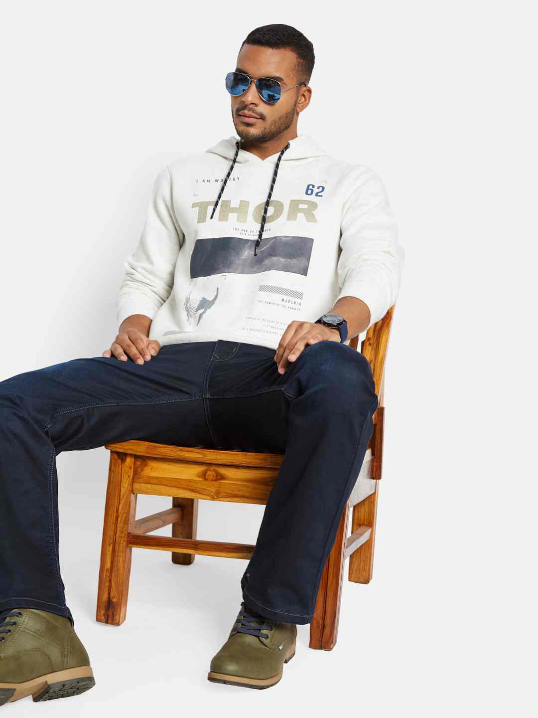 Octave Men Printed Hooded Sweatshirt