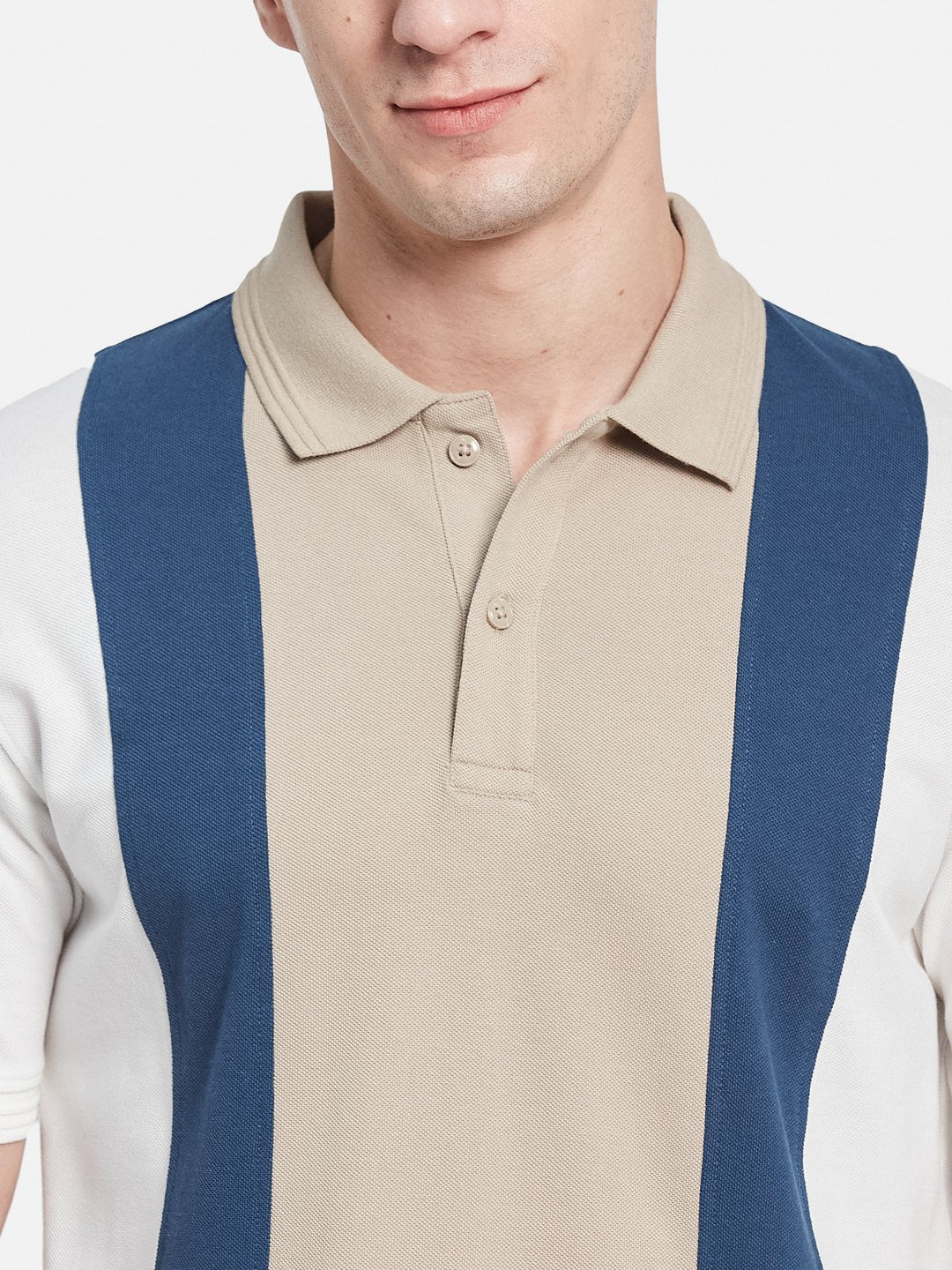 Octave Men Colourblocked Polo Collar T-shirt
