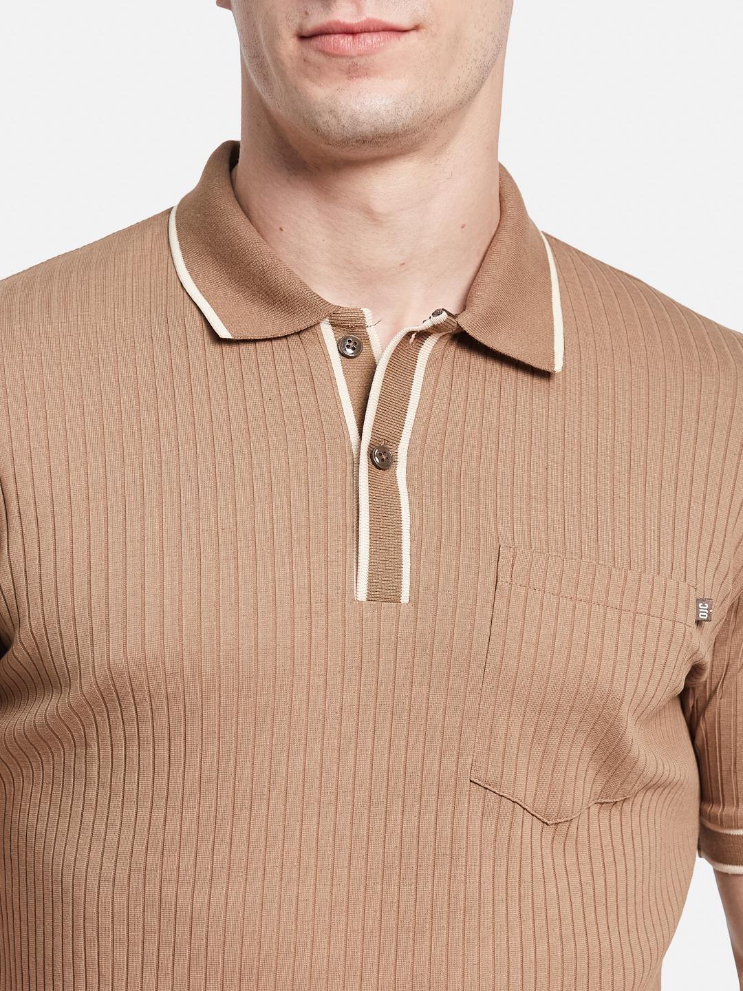 Octave Men Striped Polo Collar T-shirt