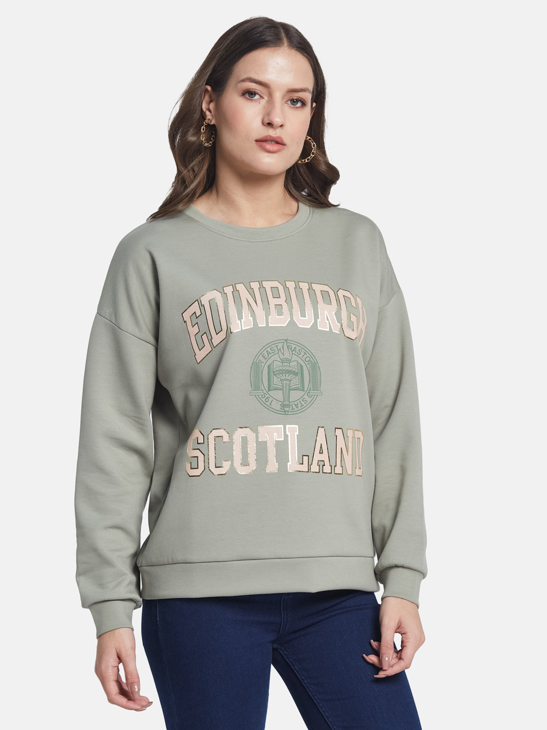 METTLE Women Typography Printed Sweatshirt