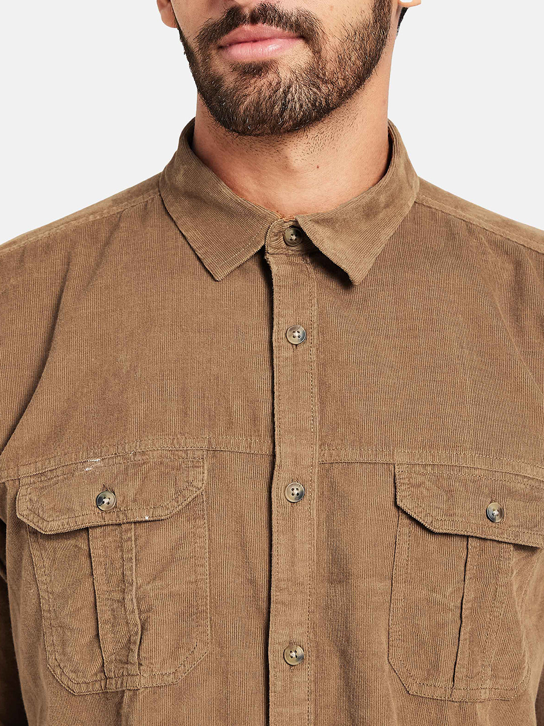 Mettle Spread Collar Long Sleeves Casual Cotton Shirt