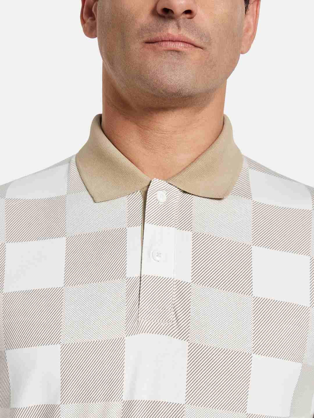 METTLE Men Checked Polo Collar T-shirt