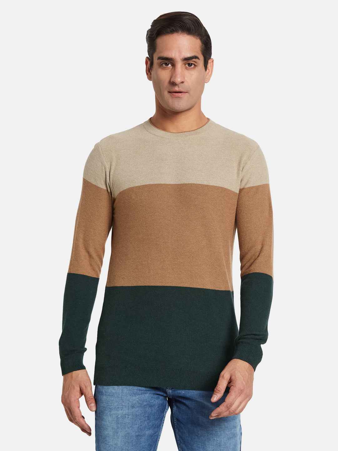 METTLE Men Colourblocked Pullover