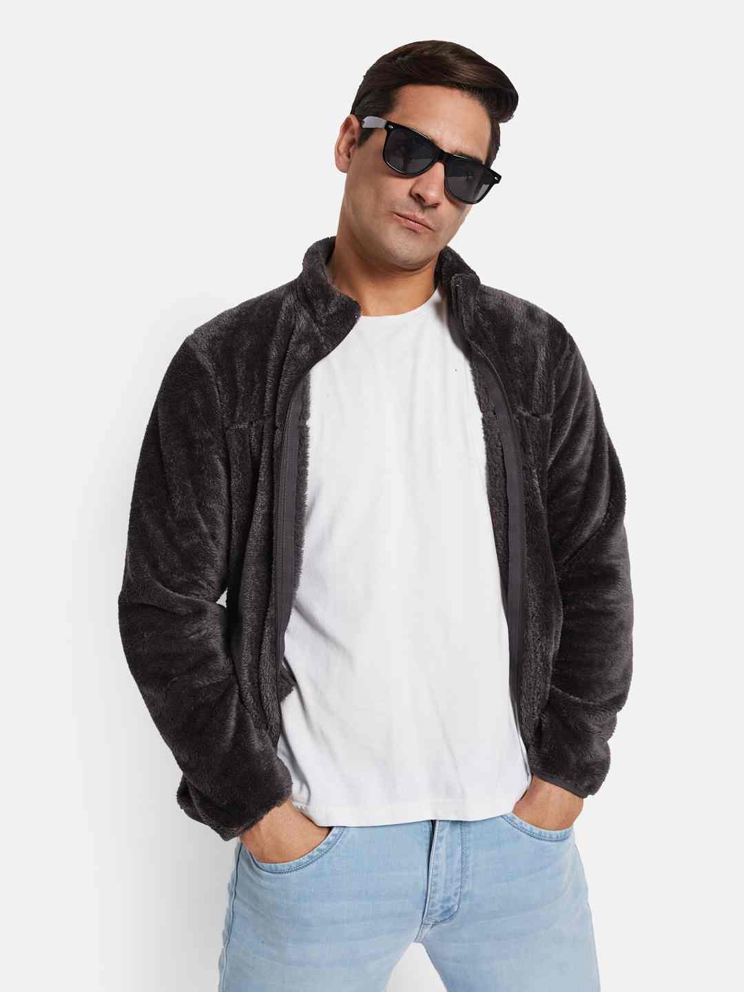 Octave Men Solid Mandarin Collar Sweatshirt