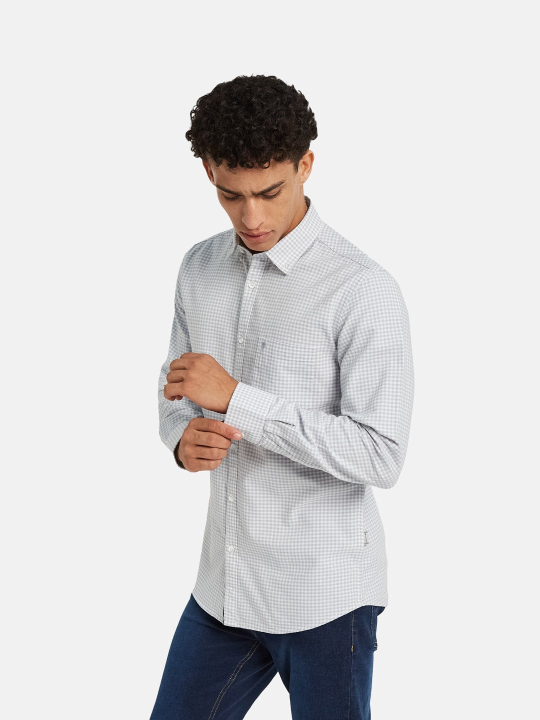 METTLE Men Vertical Striped Spread Collar Cotton Casual Shirt