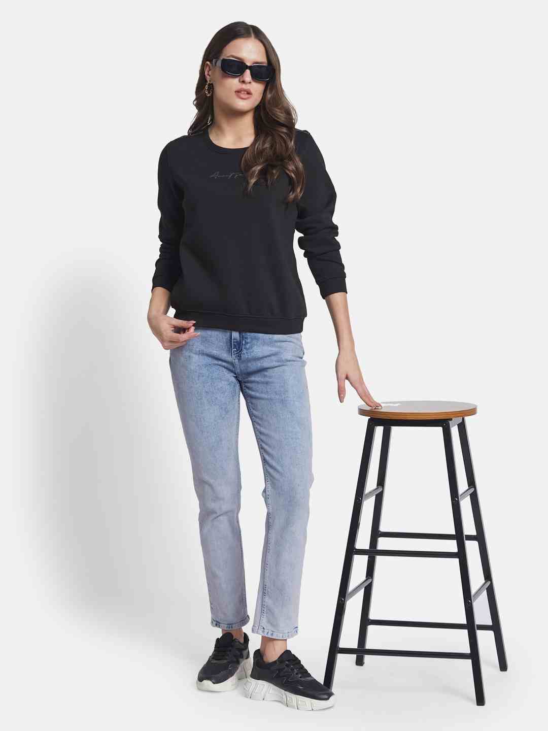METTLE Women Round Neck Long Sleeves Sweatshirt