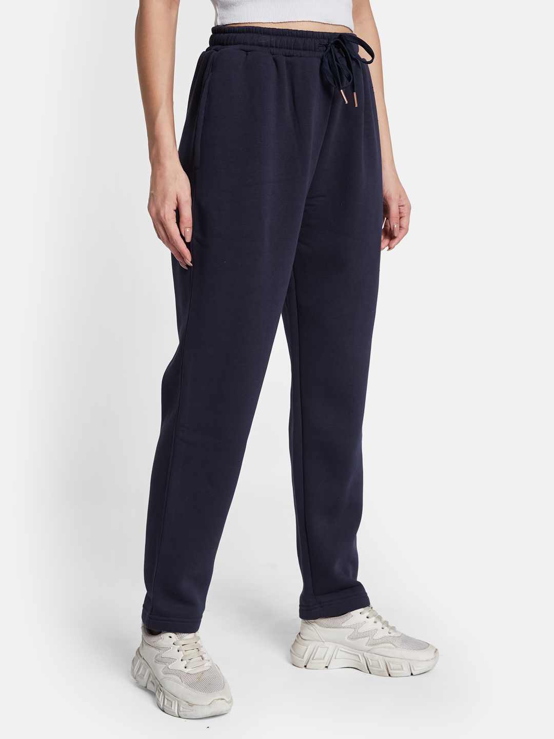 METTLE Women Regular Fit Mid Rise Fleece Track Pants