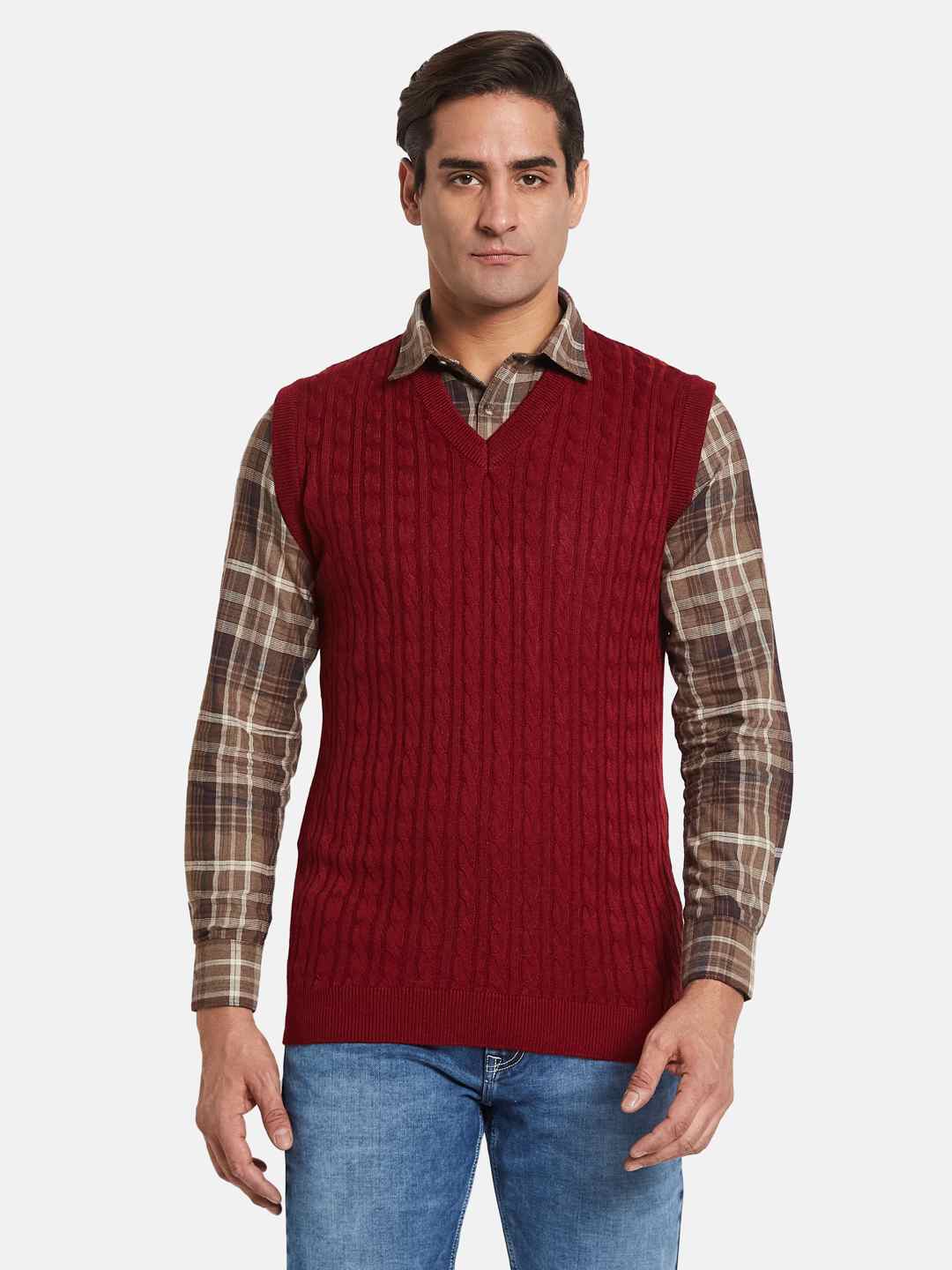 METTLE Men Cable Knit Sweater Vest