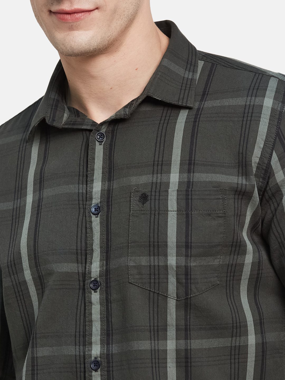 METTLE Men Spread Collar Tartan Checked Cotton Casual Shirt