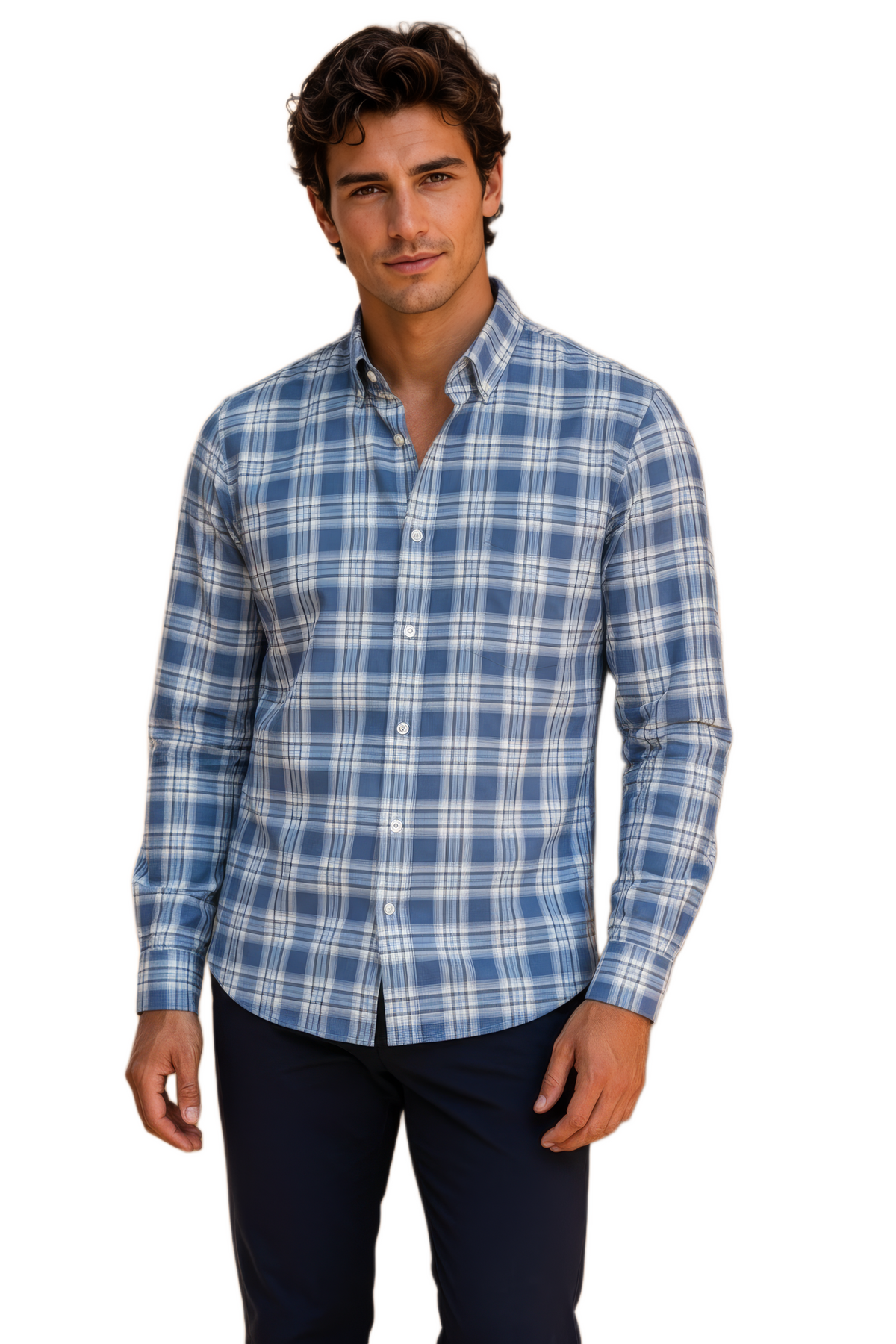 Men’s Air Force Blue Check Oxford Full Sleeve Shirt