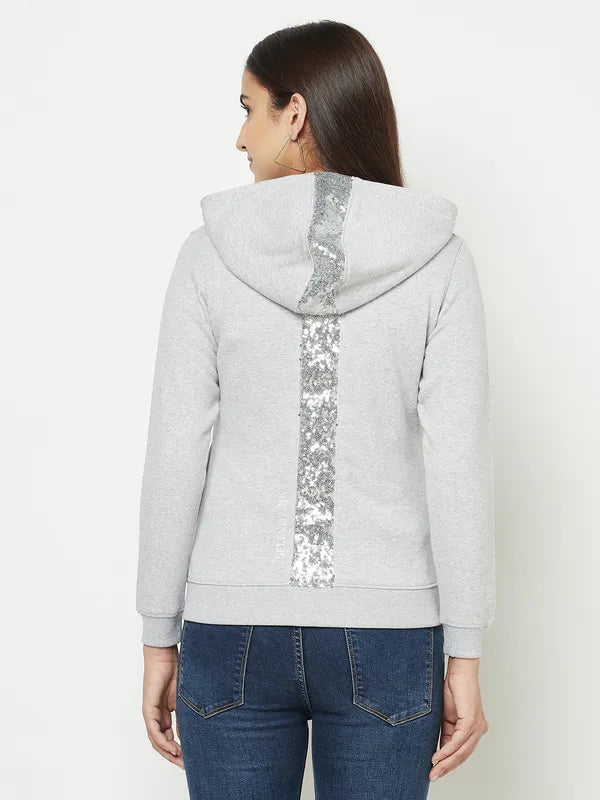 Women Grey Melange Sweatshirts