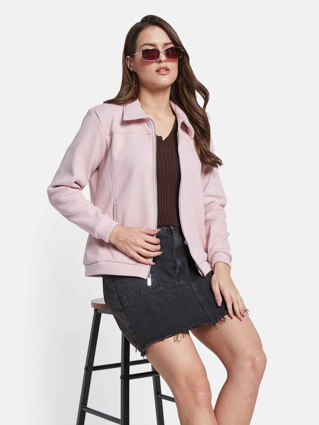 METTLE Women Shirt Collar Sweatshirt