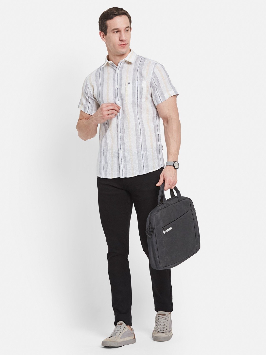 METTLE Men Multi Stripes Opaque Striped Casual Shirt