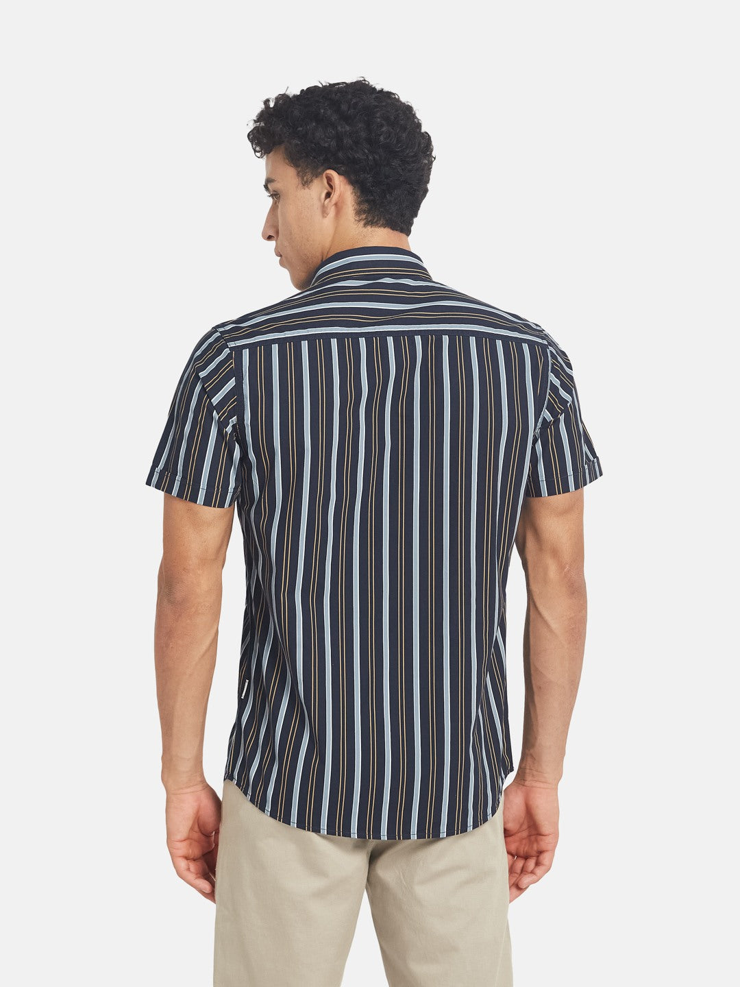 METTLE SS25 Vertical Striped Spread Collar Cotton Casual Shirt