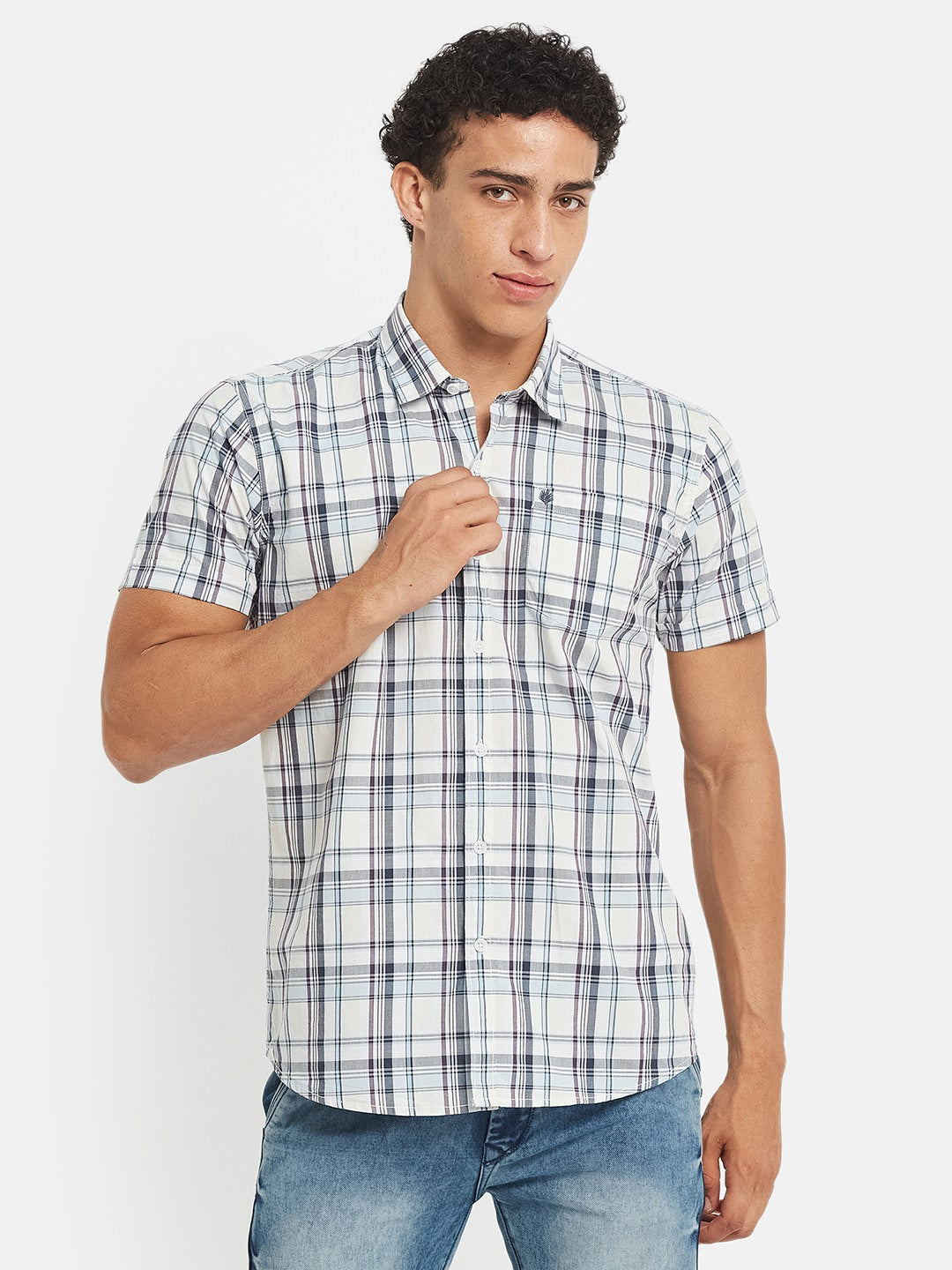 METTLE Checked Short Sleeves Cotton Shirt