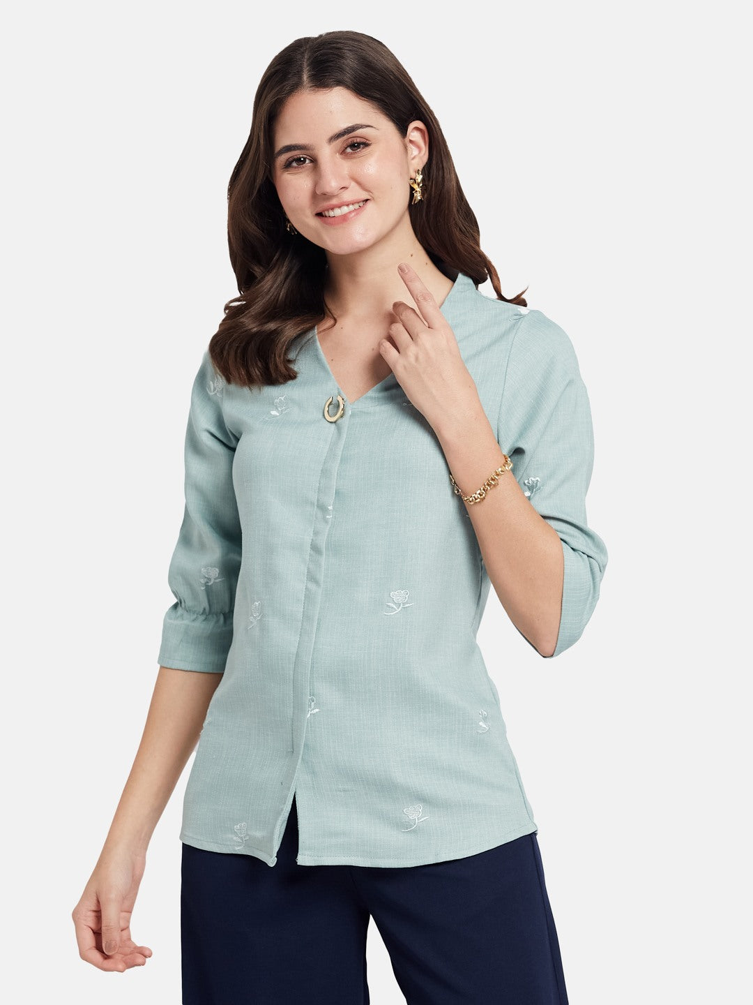 METTLE Women Floral Print Cotton Top