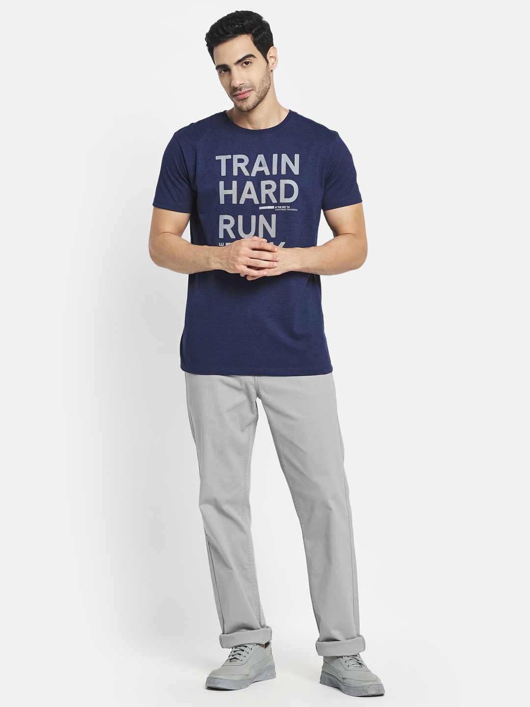 Octave Men Blue Typography Printed T-Shirt