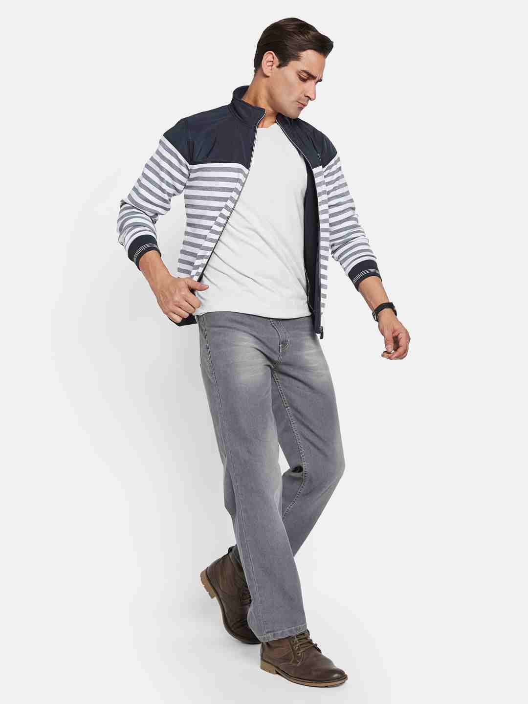 Octave Men Striped Printed Sweatshirt