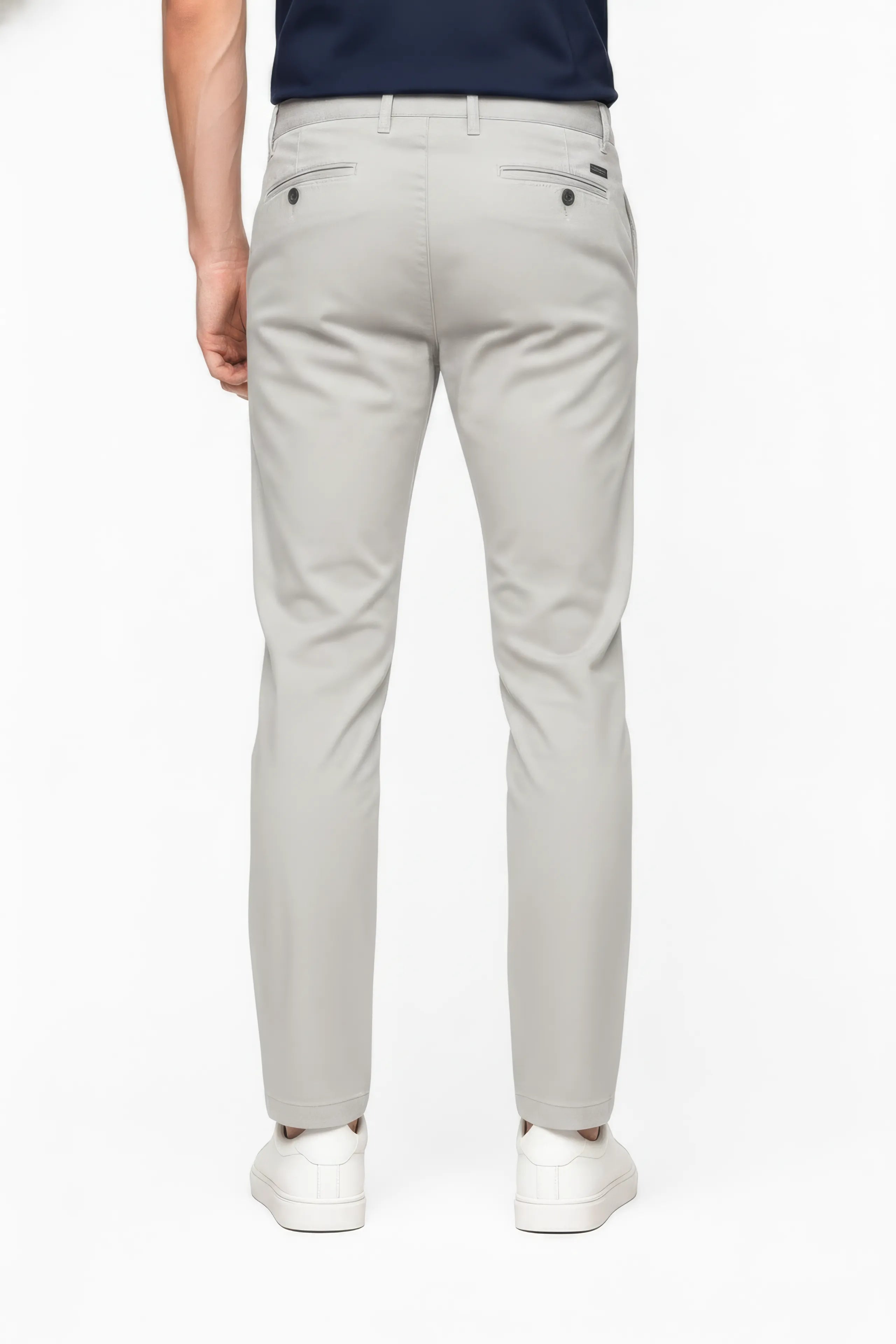 Men Silver Chinos Trousers